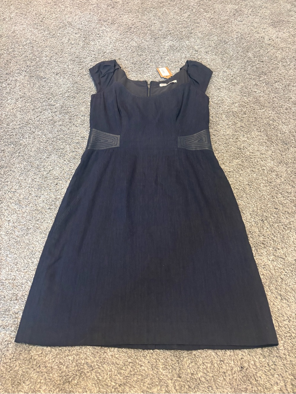 Rebecca Taylor Navy Cap-Sleeve Midi Dress